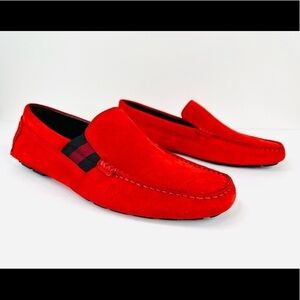 Gucci Web Suede Leather Driver Slip-on Driving Shoes G 7 - US 7.5 - EU 41